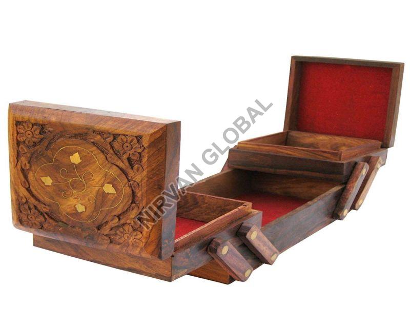 Light Brown Polished Printed Wooden Jewellary Box, for Keeping Jewelry, Shape : Rectangular