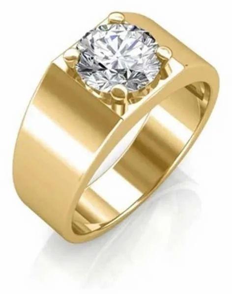 Mens Natural Diamond Solitaire Gold Ring, Gender : Men's