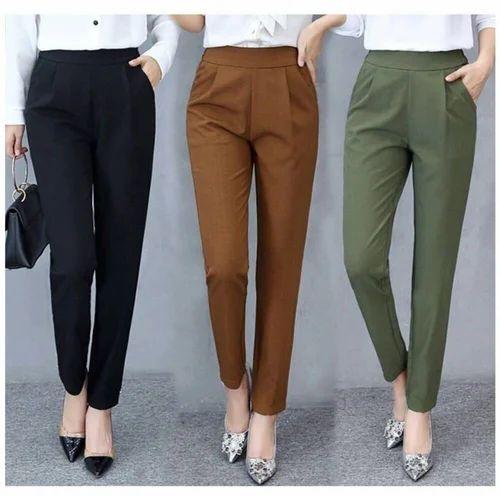 Multi Colour Plain Ladies Cotton Trouser