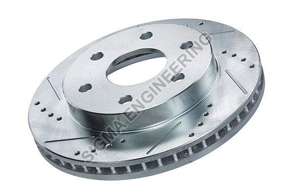 Round Cast Iron Silver Drilled Brake Disc, for Industrial Use, Packaging Type : Paper Box