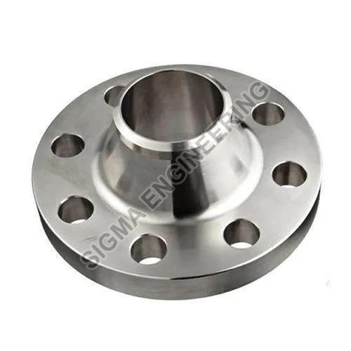 Silver Round Stainless Steel Weld Neck Flange, for Industrial Fitting, Feature : Fine Finishing