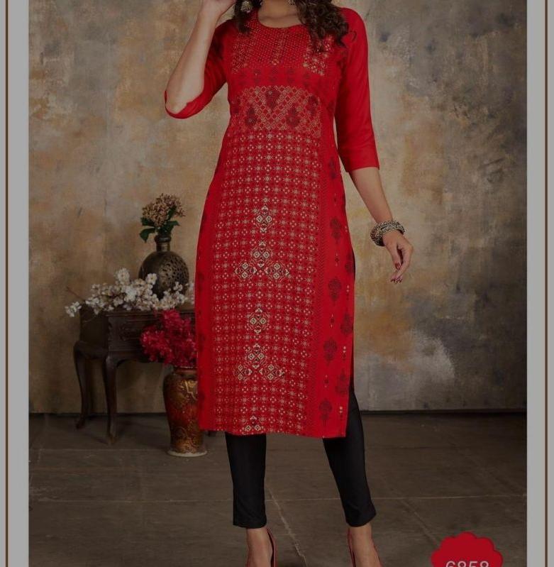 3 4th Sleeve Ladies Regular Wear Straight Kurti, Packaging Type 