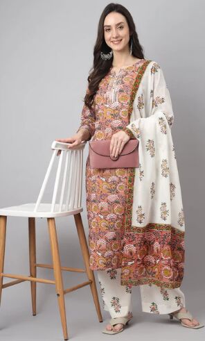 Stitched Printed Cotton ladies casual suits