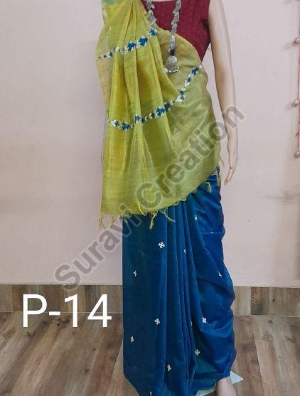 Multi Color Printed Tussar Silk Basawada Sarees, Saree Length : 6.5 Meter