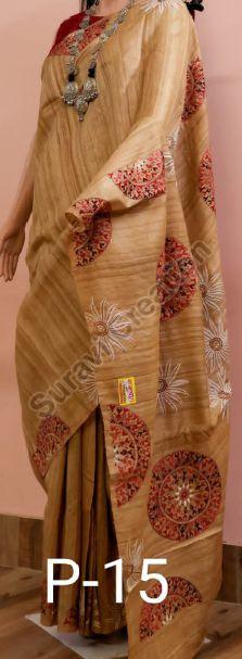 Tussar Silk Brown Sarees