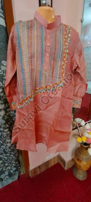 Tussar Silk Embroidered Kurti