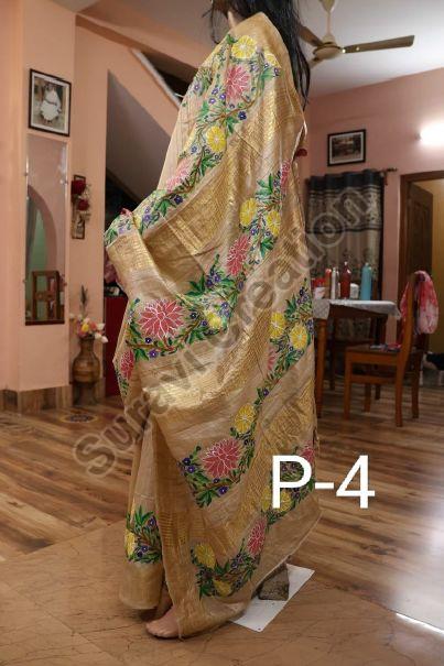 Printed Tussar Silk Floral Sarees, Saree Length : 6.5 Meter