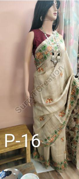 Printed Tussar Silk Lotus Sarees, Saree Length : 6.5 Meter