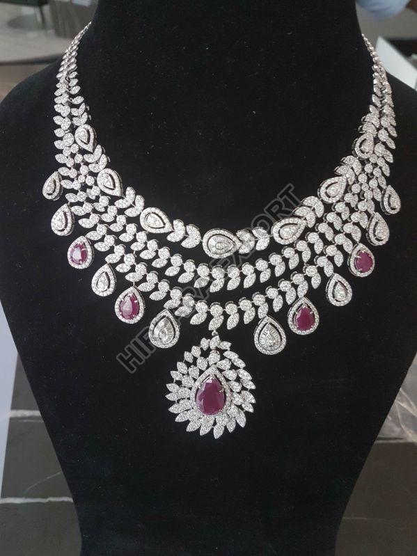 Ladies Diamond Necklace, Packaging Type : Velvet Box