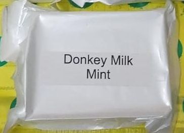 White Bar Rectangle Organic Donkey Milk Mint Soap, for Bathing, Shelf Life : 1year