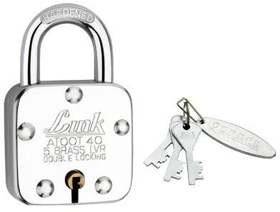 Square Link Atoot 40mm Pad Lock, for Almirah, Door, Color : Silver
