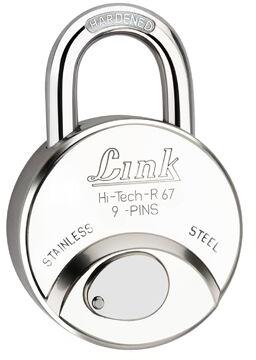 Link Hi-Tech Round 67mm Pad Lock, for Almirah, Door, Drawer, Color : Silver