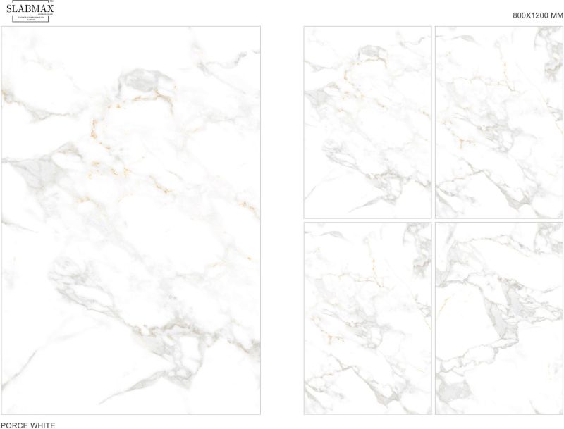 Porce White Glossy Surface Vitrified Tiles, Size : 80X120cm