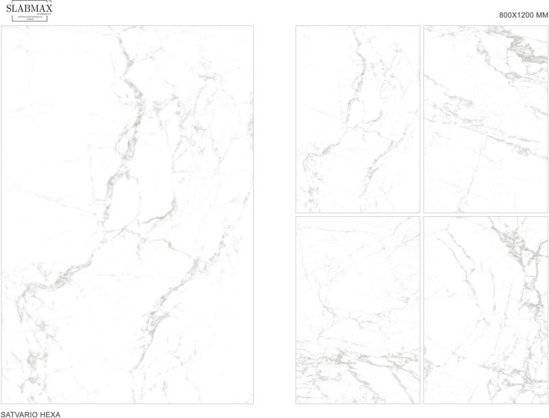 White Rectangular Satvario Hexa Matt Surface Vitrified Tiles, for Flooring, Size : 80X120cm