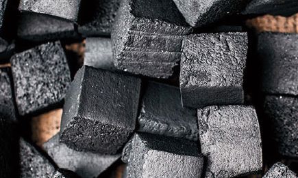 Organic Coconut shell charcoal cubes, Color : Black