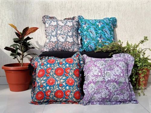 Square Printed Cotton Cushion Cover, for Sofa, Bed, Chairs