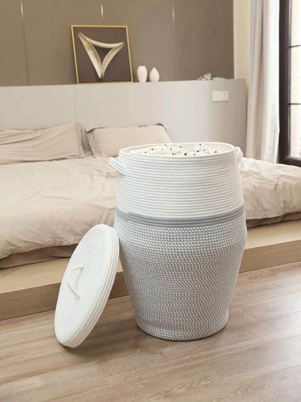 Uzer Round 5kg Cotton Laundry Basket, Technics : Machine Made