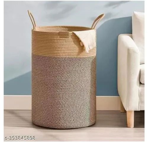 Brown Cotton Laundry Basket