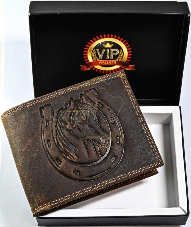 E-303 Mens Cow Hunter Leather Wallet, for Keeping, ID Proof, Gifting, Credit Card, Cash, Personal Use