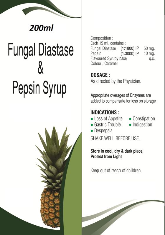 Fungal Diastase With Pepsin Syrup, Packaging Type : Bottle