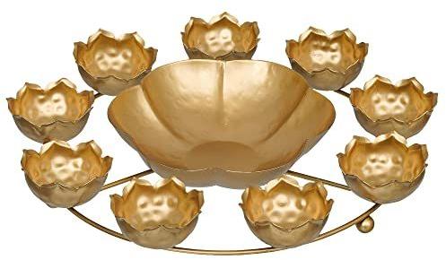 Golden Western Trend Non Polished Iron Lotus Diya Urli, For Home, Size : 12 Inch