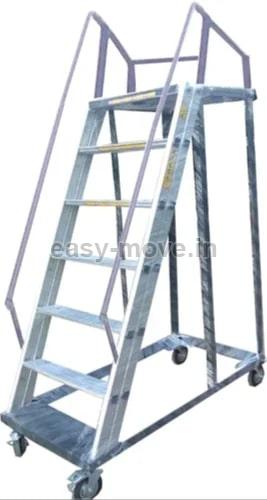 Easy Move Grey Polished Aluminum Step Ladder, for Construction, Industrial