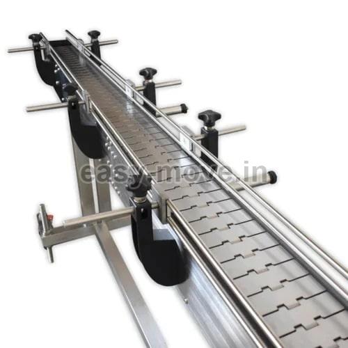 Easy Move Grey 220V Rectangular Electric Polished Stainless Steel Chain Conveyor, for Moving Goods