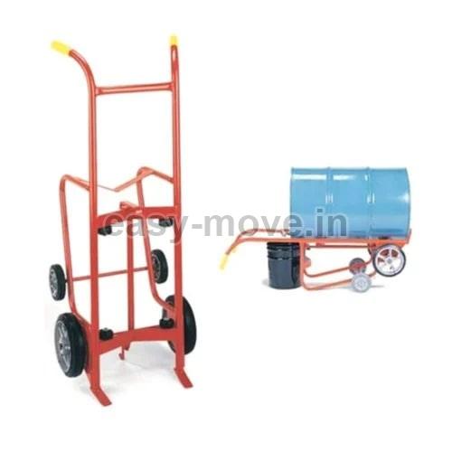Easy Move Red Polished Mild Steel Drum Cart, for Industrial