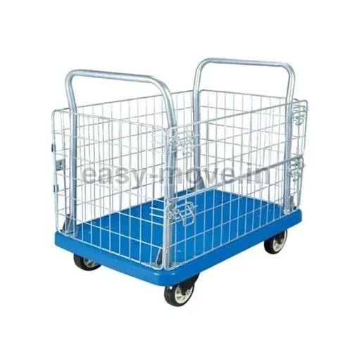 Blue Rectangular Aluminum Luggage Hand Trolley, for Moving Goods, Loading Capacity : 300 Kg