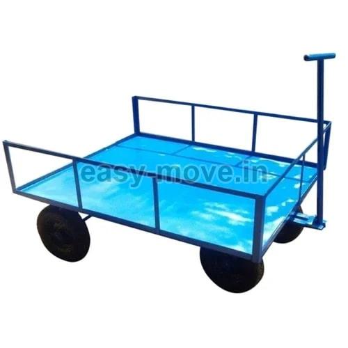 Blue Polished Mild Steel Manual Hand Trolley, for Industrial, Loading Capacity : 100-200kg