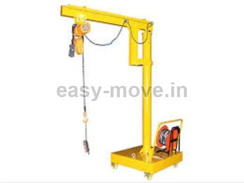 Yellow Cast Iron Pillar Mounted Jib Crane, for Construction, Industrial, Power Source : Electric