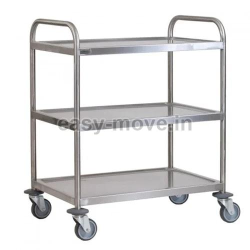 Easy Move Polished Stainless Steel Serving Trolley, Storage Capacity : 100 Kg