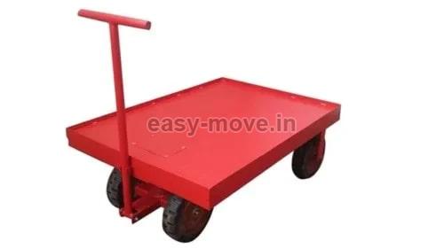 Red Easy Move Rectangular Polished Mild Steel Table Hand Trolley, for Industrial, Capacity : 50 Kg