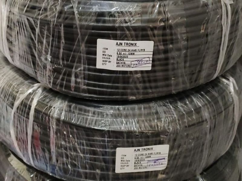 Black 12 Core 24 AWG FLRYB Cable, for Industrial, Innner Material : Copper