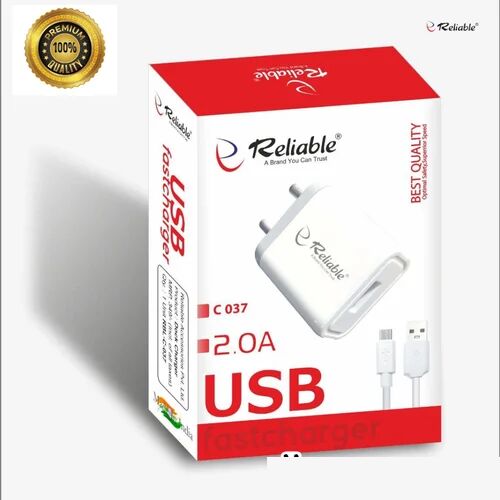 White Reliable 2.0A Single USB Charger