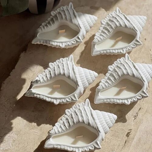 Matt Concrete Conch Candle Mould, Color : White