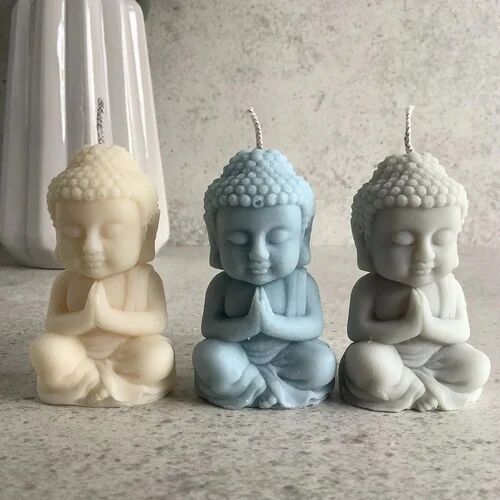 Soy Wax Cute Buddha Scented Candle, for Lighting, Decoration, Speciality : Smokeless, Attractive Pattern