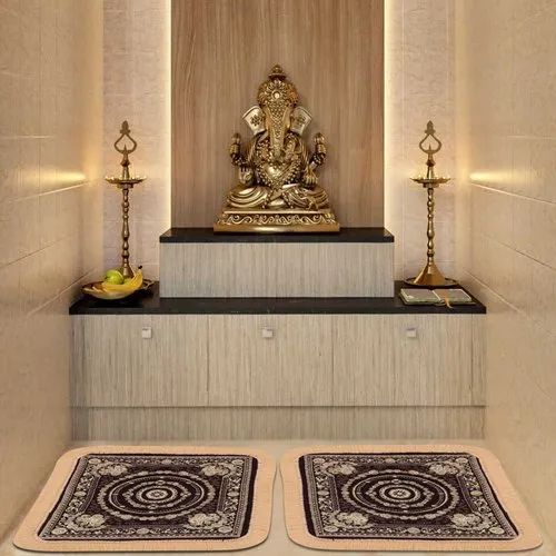 Dhruv Overseas Square Polyester Chenile Prayer Carpet, Size : 2X2 Feet