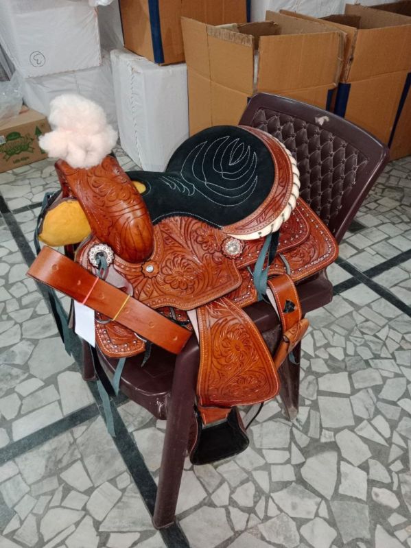 Leather Horse Brown Western Saddle
