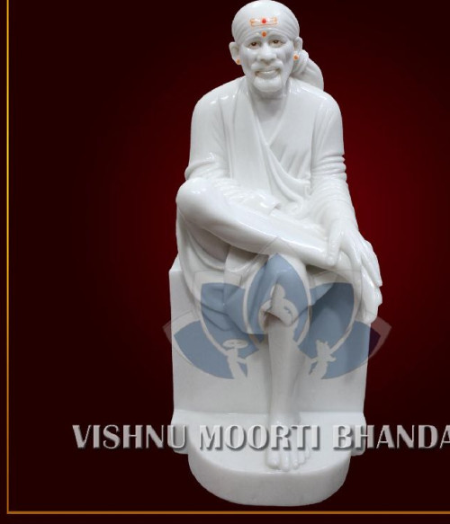 Multicolor Marble Sai Baba Statue, for Worship, Temple, Interior Decor, Packaging Type : Thermocol Box