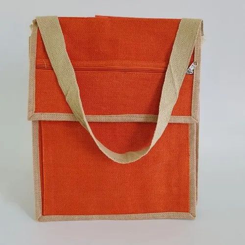Plain Orange Jute Shopping Bag, Capacity : 5kg, Specialities : Recyclable, Eco Friendly, Easy To Carry