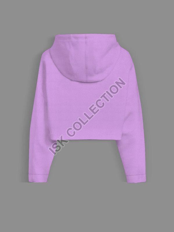 Doll Printed Purple Crop Hoodie