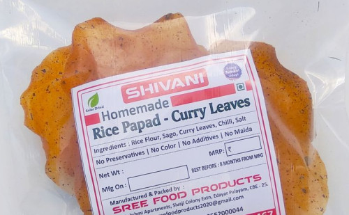 Sree Shivani Washed Rice Papad-with Curry Leaves, Certification : FSSAI Certified