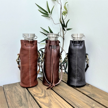 Brown Soft Leather Bottle Cover, Capacity : 700ml