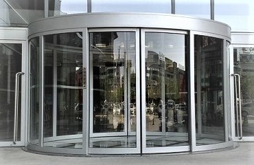 Grey Polished Curved Sliding Door, for Restaurant, Office, Hotel, Position : Exterior