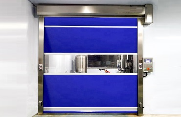 Blue High Speed Roll Up Door, For Industrial, Opening Style : Electrical