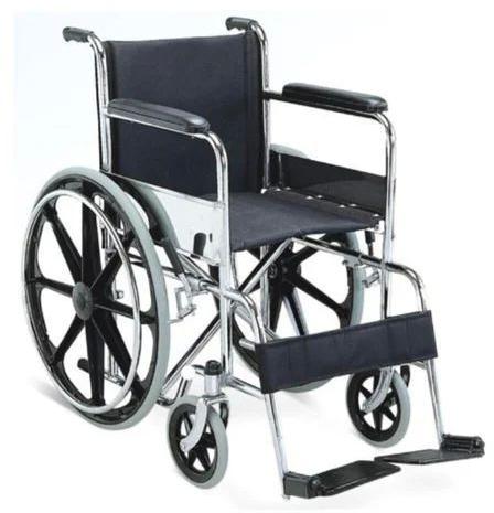 Polished Foldable Wheelchair, for Handicaped Use, Hospital Use, Frame Material : Stainless Steel, mi