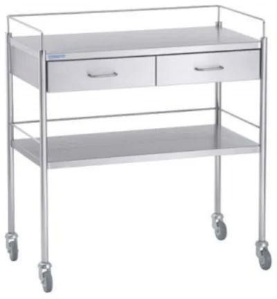 Rectangular Polished Mild Steel Medicine Trolley With Drawer, for Hospital Use, Capacity : 10-50kg