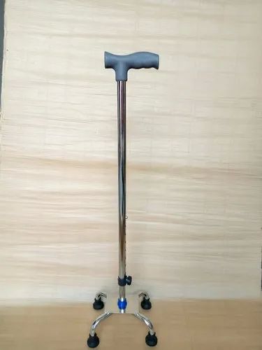 Silver Stainless Steel Quadripod Walking Stick, Feature : Fine Finishing, High Quality