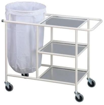 Rectangular Color Coated Stainless Steel Linen Trolley, for Hospital, Feature : Anti Corrosive, High Quality
